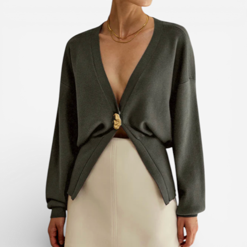 Ladies' Low Cut Front Button Sweater