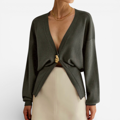 Ladies' Low Cut Front Button Sweater