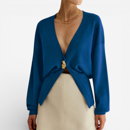 Ladies' Low Cut Front Button Sweater