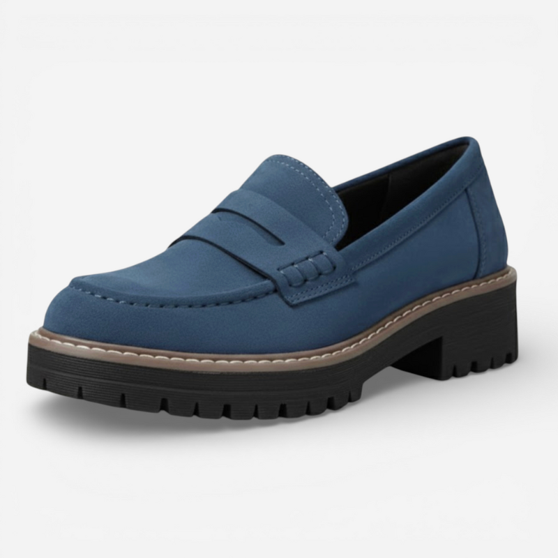 Ladies Thick Leather Slip On Shoes - Luxivelle