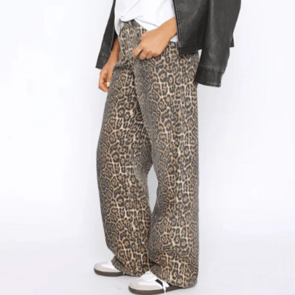 Classic Retro Leopard Print Jeans - Luxivelle