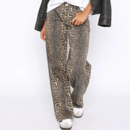 Classic Retro Leopard Print Jeans
