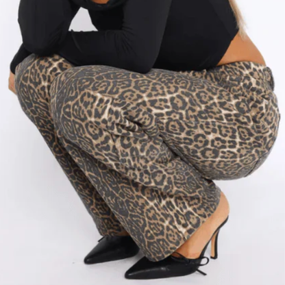 Classic Retro Leopard Print Jeans
