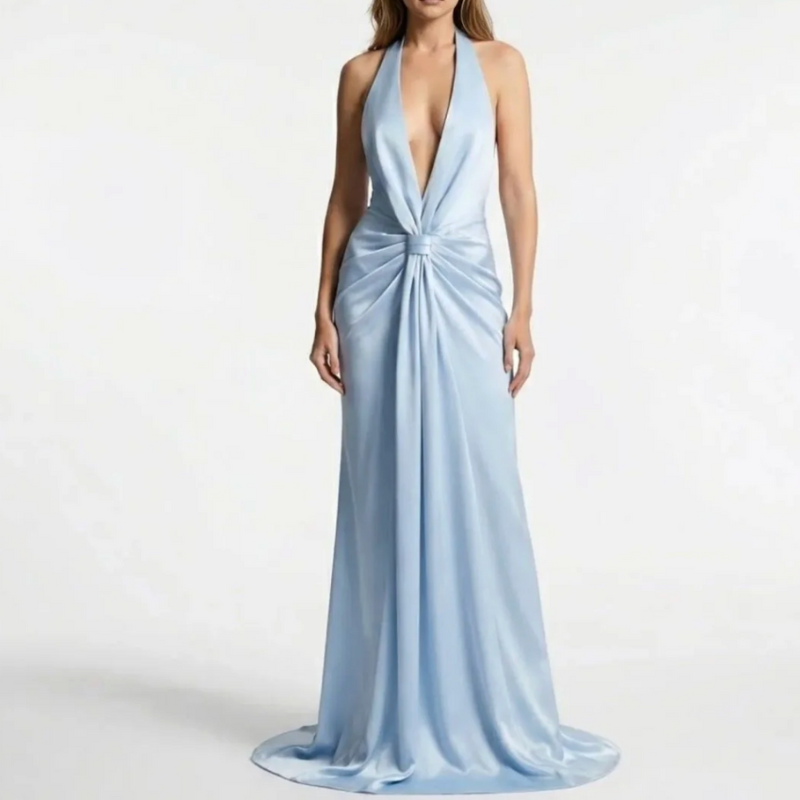 Elegant V Neck Formal Party Dress - Luxivelle