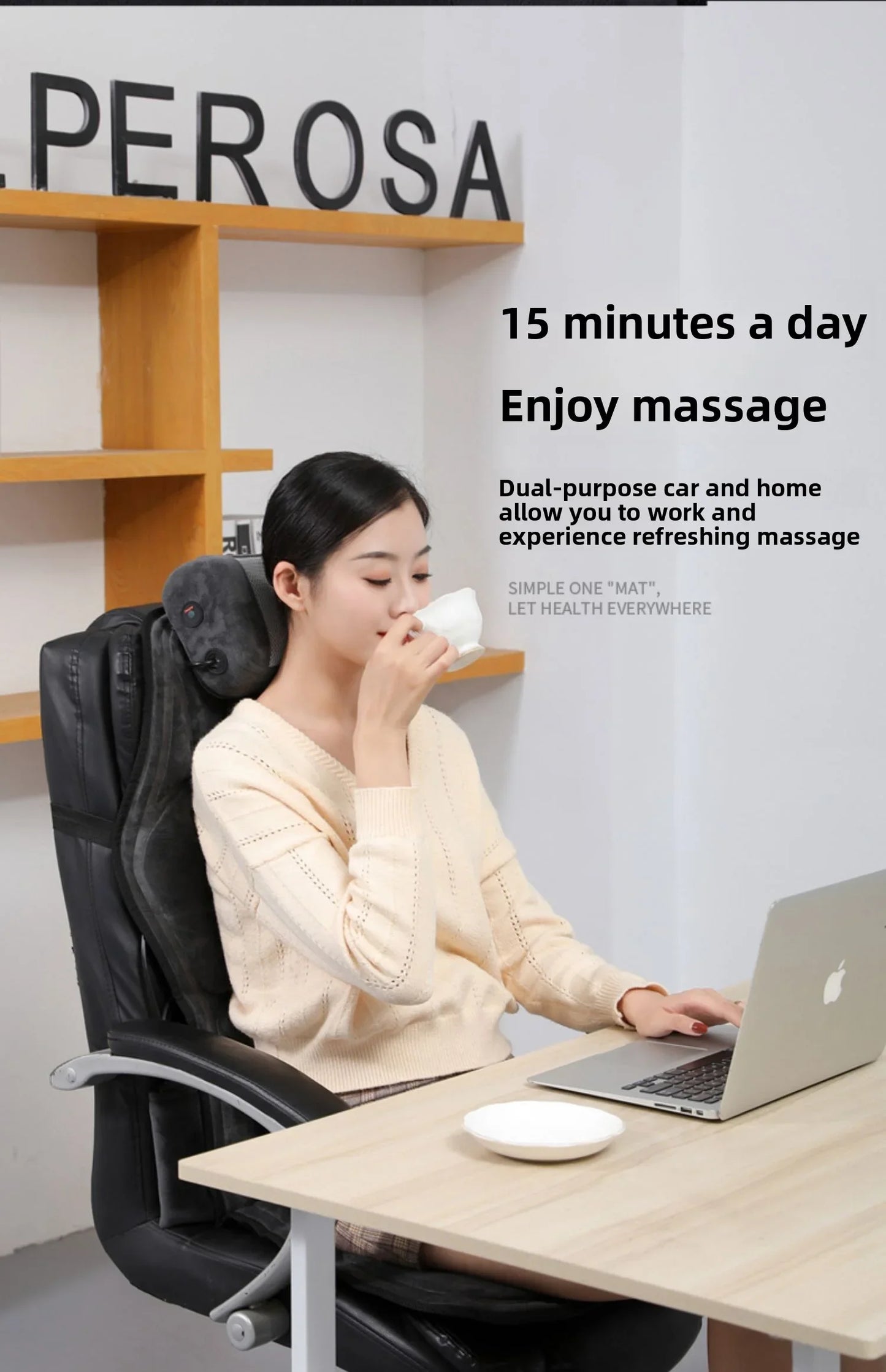 Heated Back Massage Chair with Deep Tissue Kneading Cushion