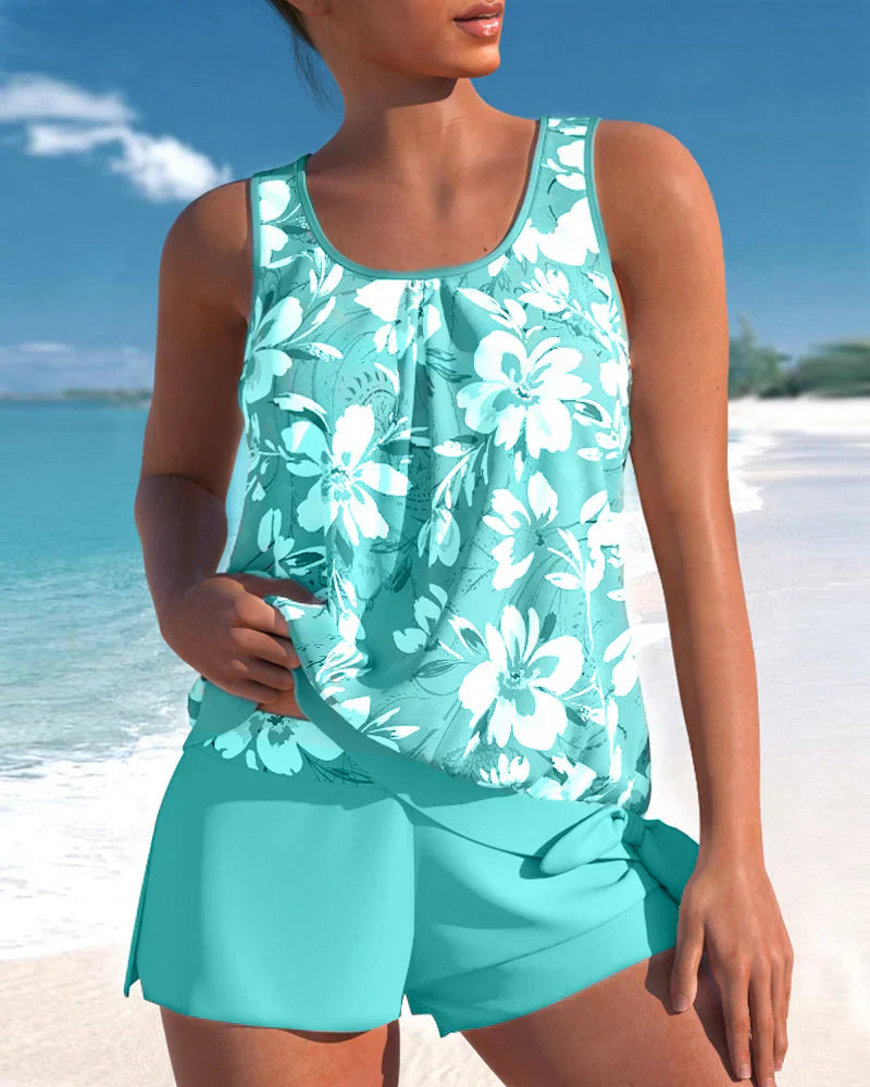 Women's Floral Tankini Swimwear Quick Dry Beach Shorts - Luxivelle