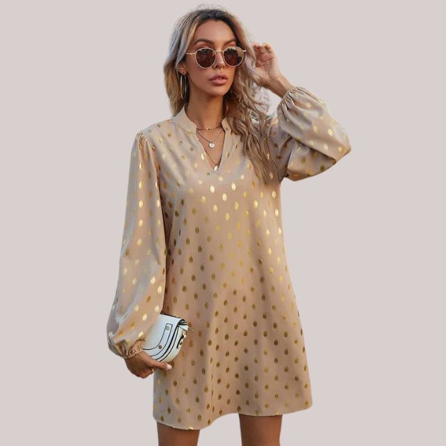 Little Black and Gold Dot Party Dress - Luxivelle
