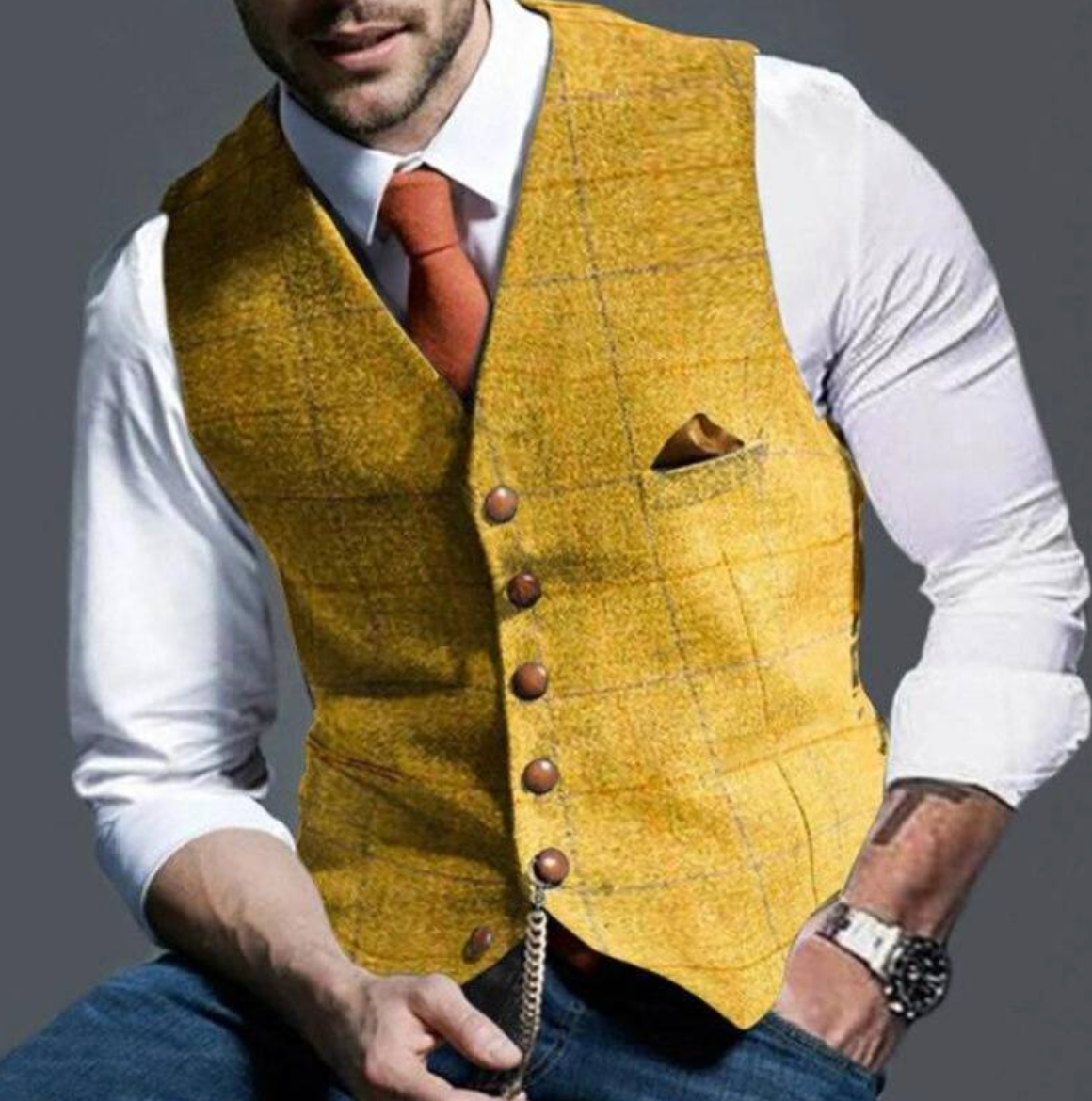 Men's Fitted Button Front Waistcoat