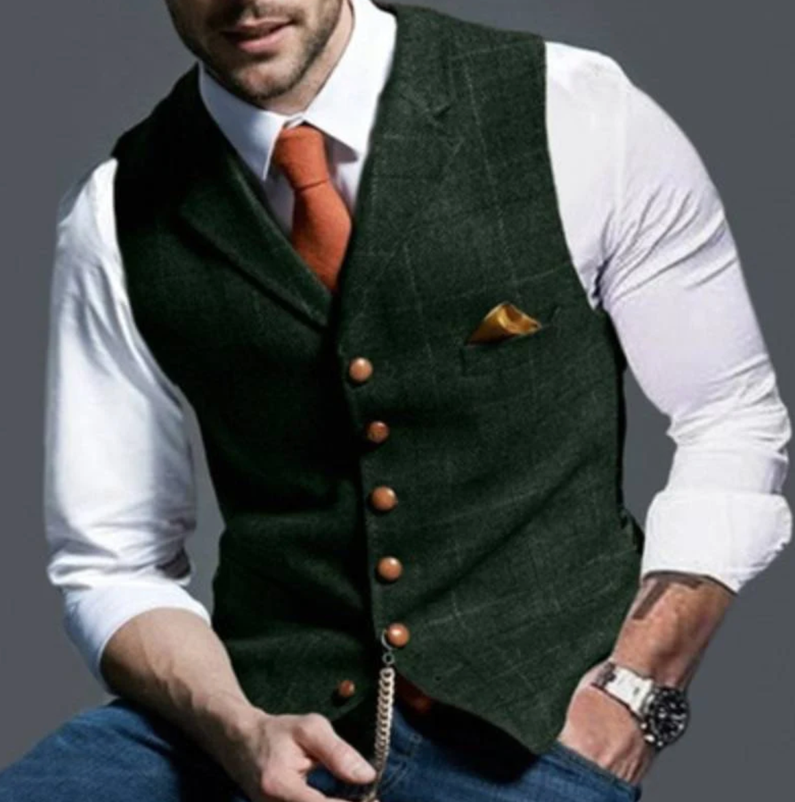 Men's Fitted Button Front Waistcoat