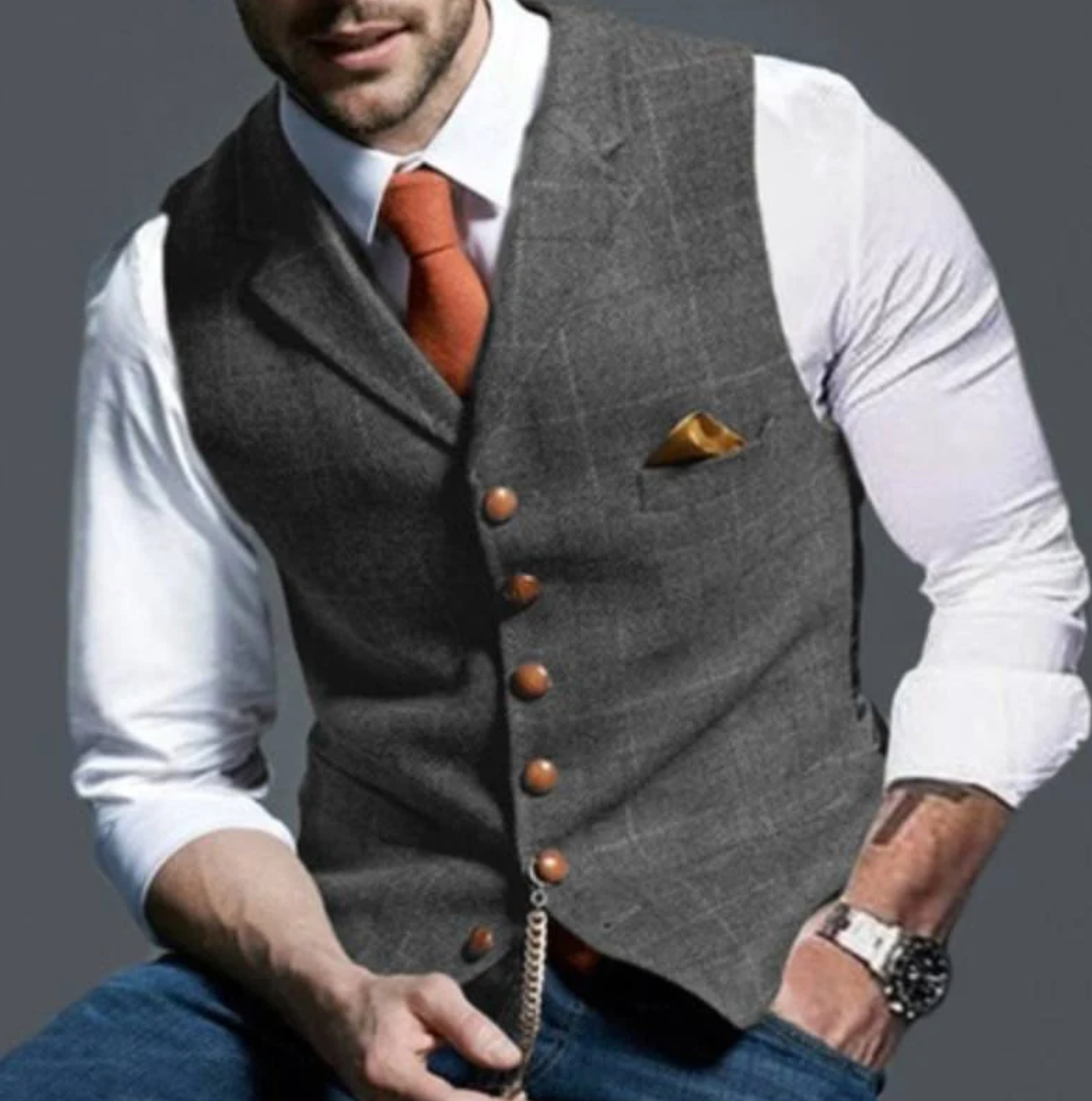 Men's Fitted Button Front Waistcoat