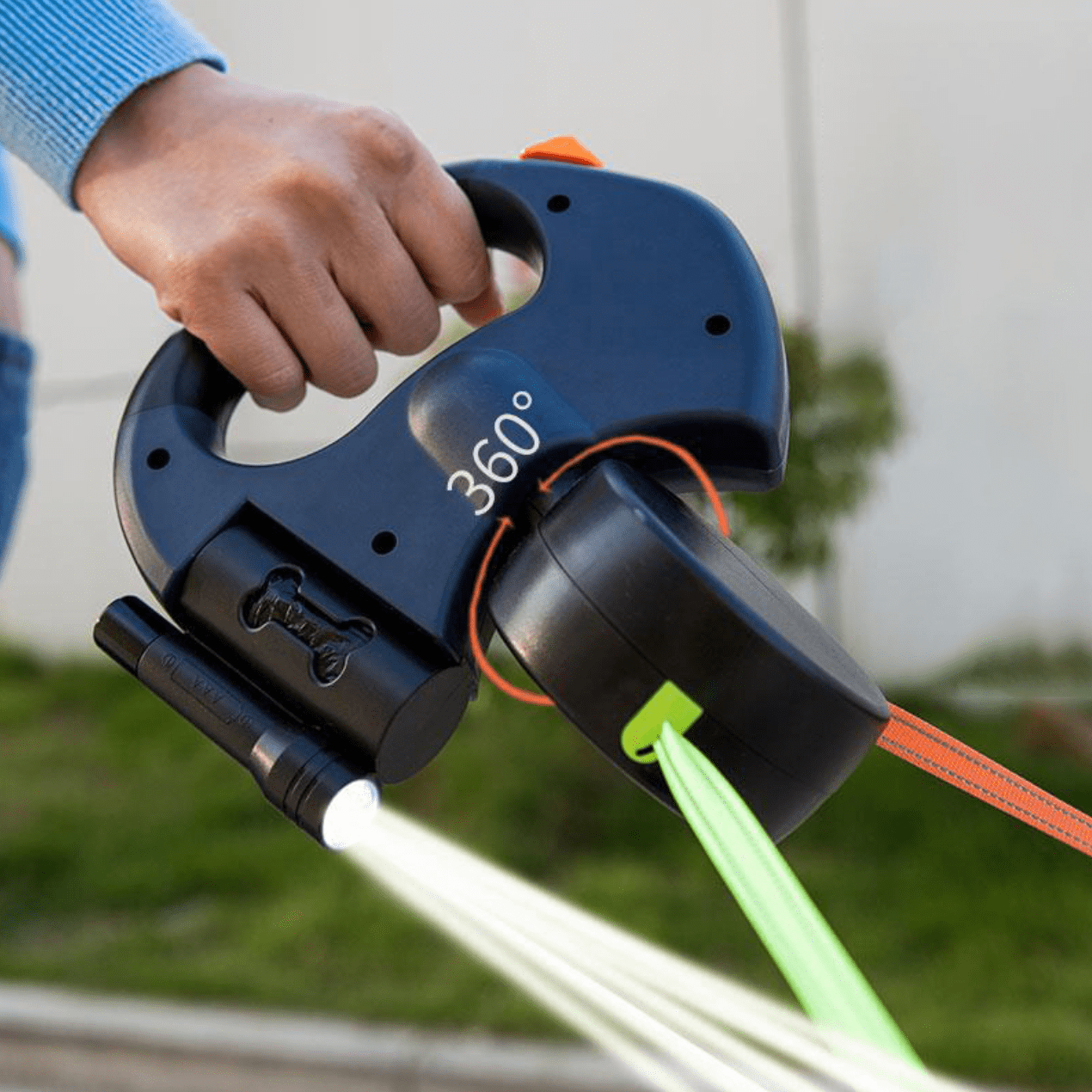Long Adjustable Double Dog Leash with LED Light