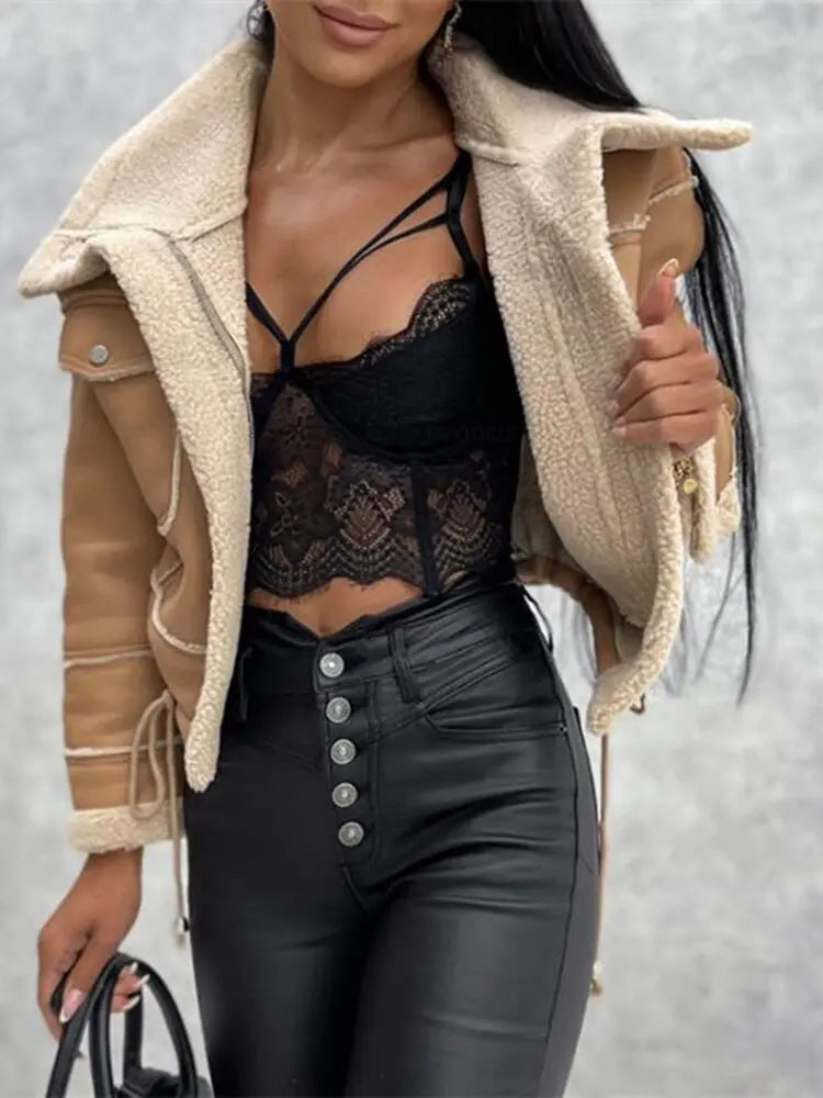 Slim Fit Leather Biker Jacket for Women