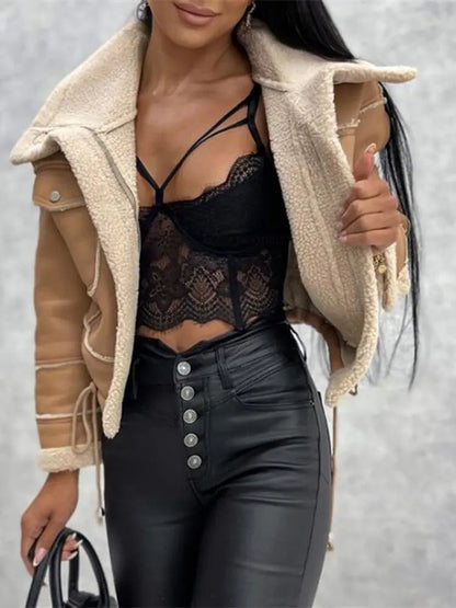Slim Fit Leather Biker Jacket for Women