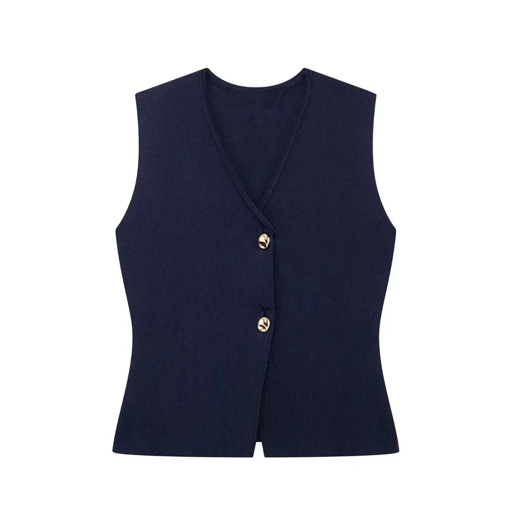 Chic Off-Center Sleeveless Vest