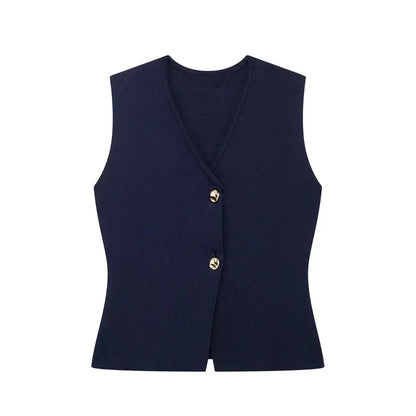Chic Off-Center Sleeveless Vest