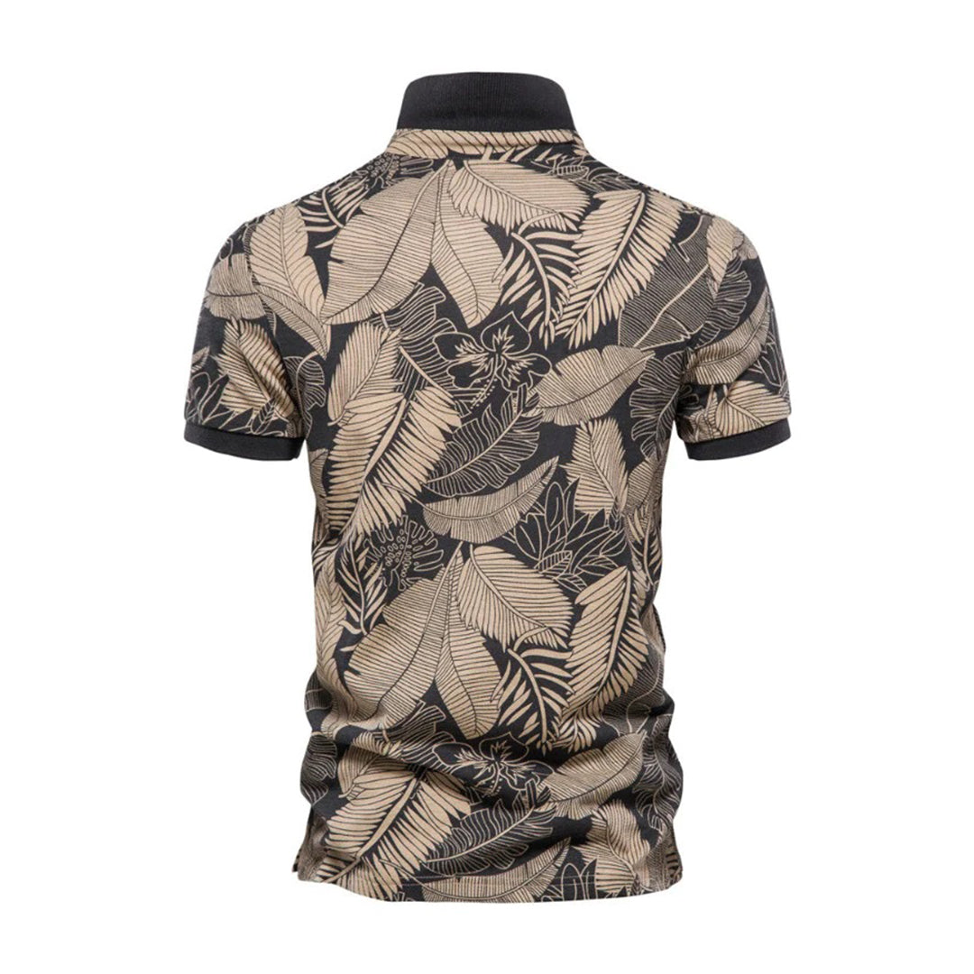 Lightweight Mens Breathable Floral Polo Shirt