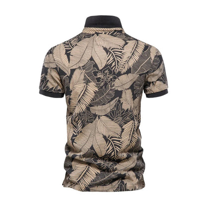 Lightweight Mens Breathable Floral Polo Shirt