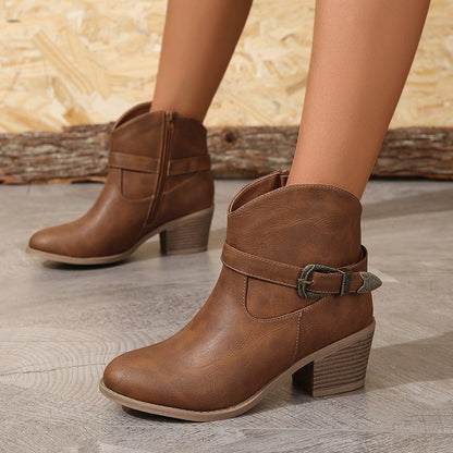 Comfortable Faux Leather Ankle Boots for Women - Luxivelle