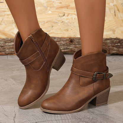 Comfortable Faux Leather Ankle Boots for Women