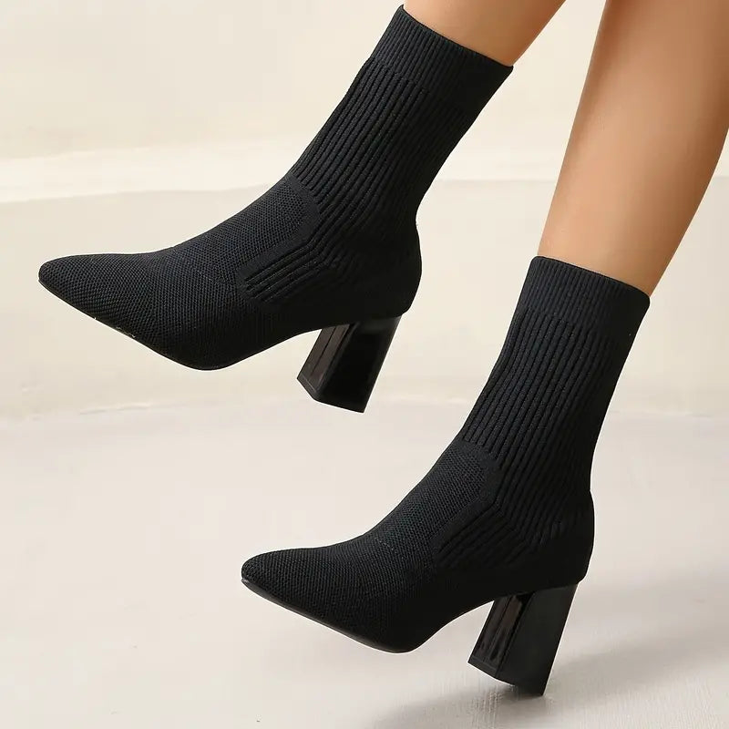 Comfortable Women's Knit Boots Classic Style - Luxivelle