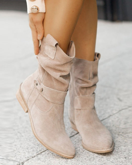 Classic Low Heel Zipper Ankle Boots - Luxivelle