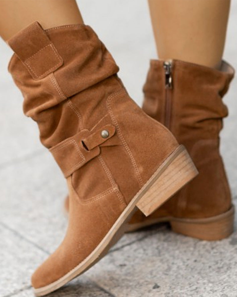 Classic Low Heel Zipper Ankle Boots