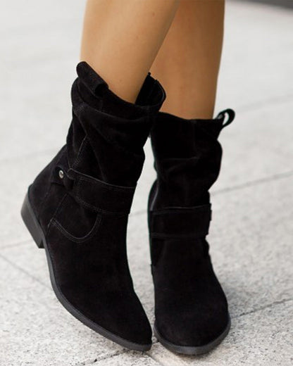 Classic Low Heel Zipper Ankle Boots