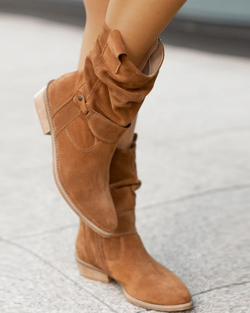 Classic Low Heel Zipper Ankle Boots