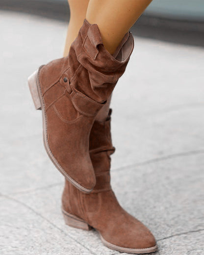 Classic Low Heel Zipper Ankle Boots