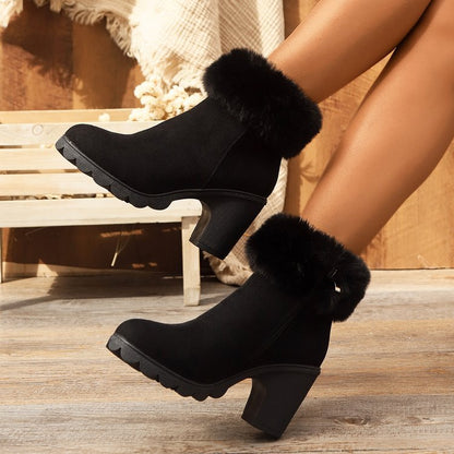 Luxury Suede Low Heel Boots for Women