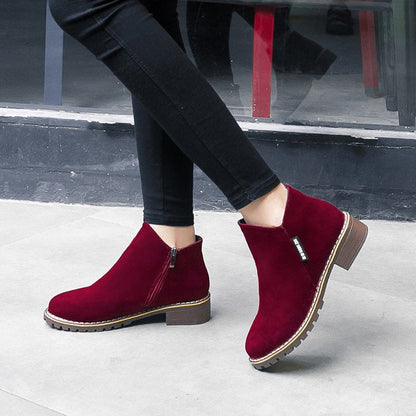 Luxury Suede Low Heel Ankle Boots