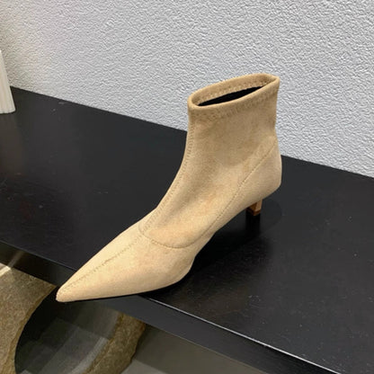 Luxury Suede Heel Ankle Boots