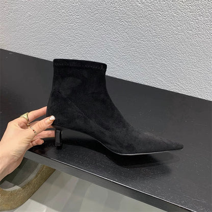 Luxury Suede Heel Ankle Boots