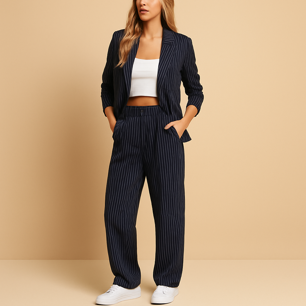 Women's Classic Suit Jacket and Trousers Set - Luxivelle