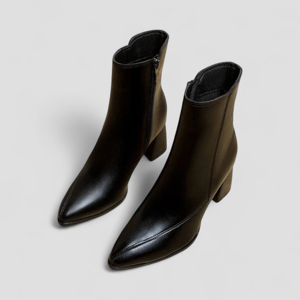 Block Heel Ankle Leather Boots for Women 2