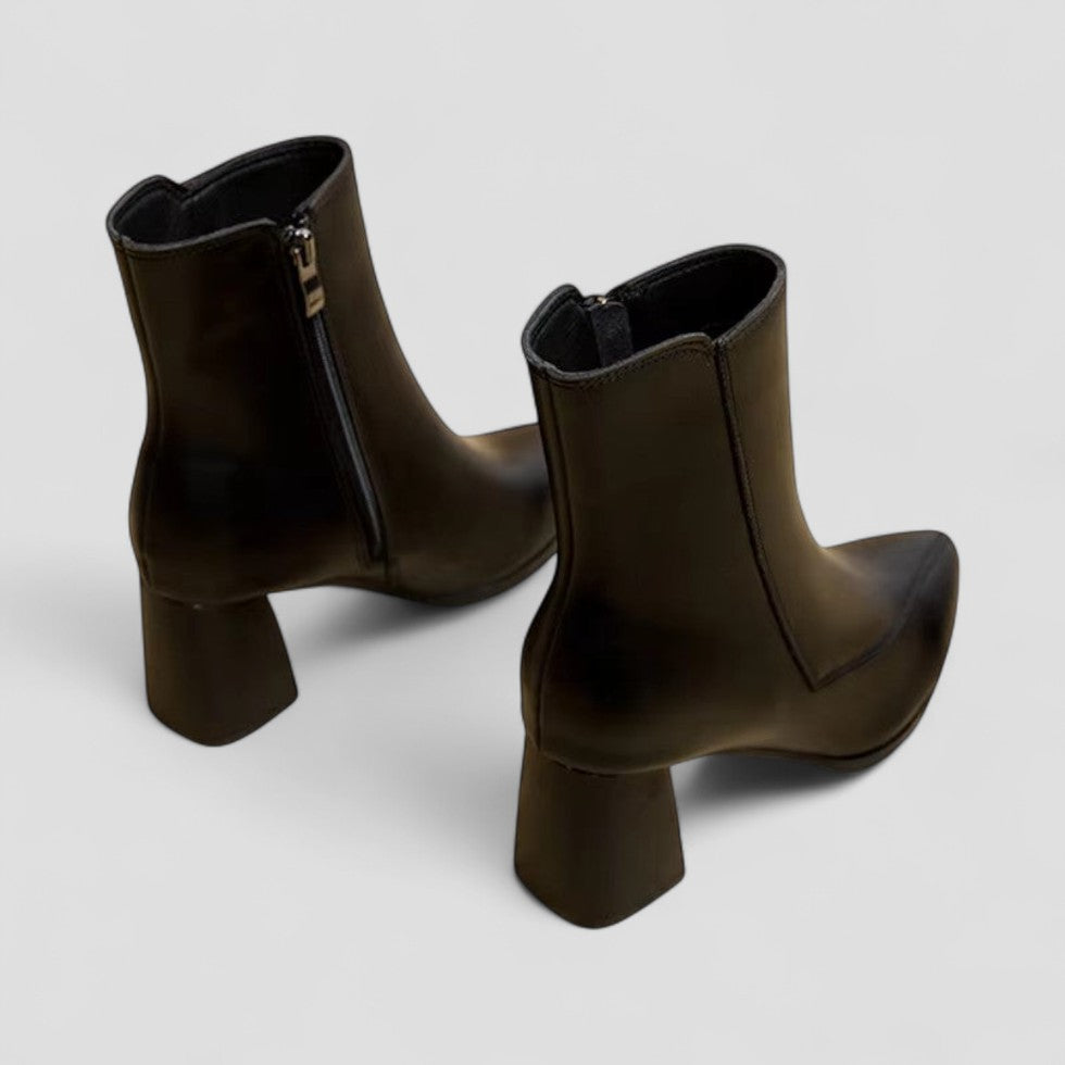 Block Heel Ankle Leather Boots for Women 3