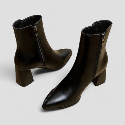 Block Heel Ankle Leather Boots for Women 4