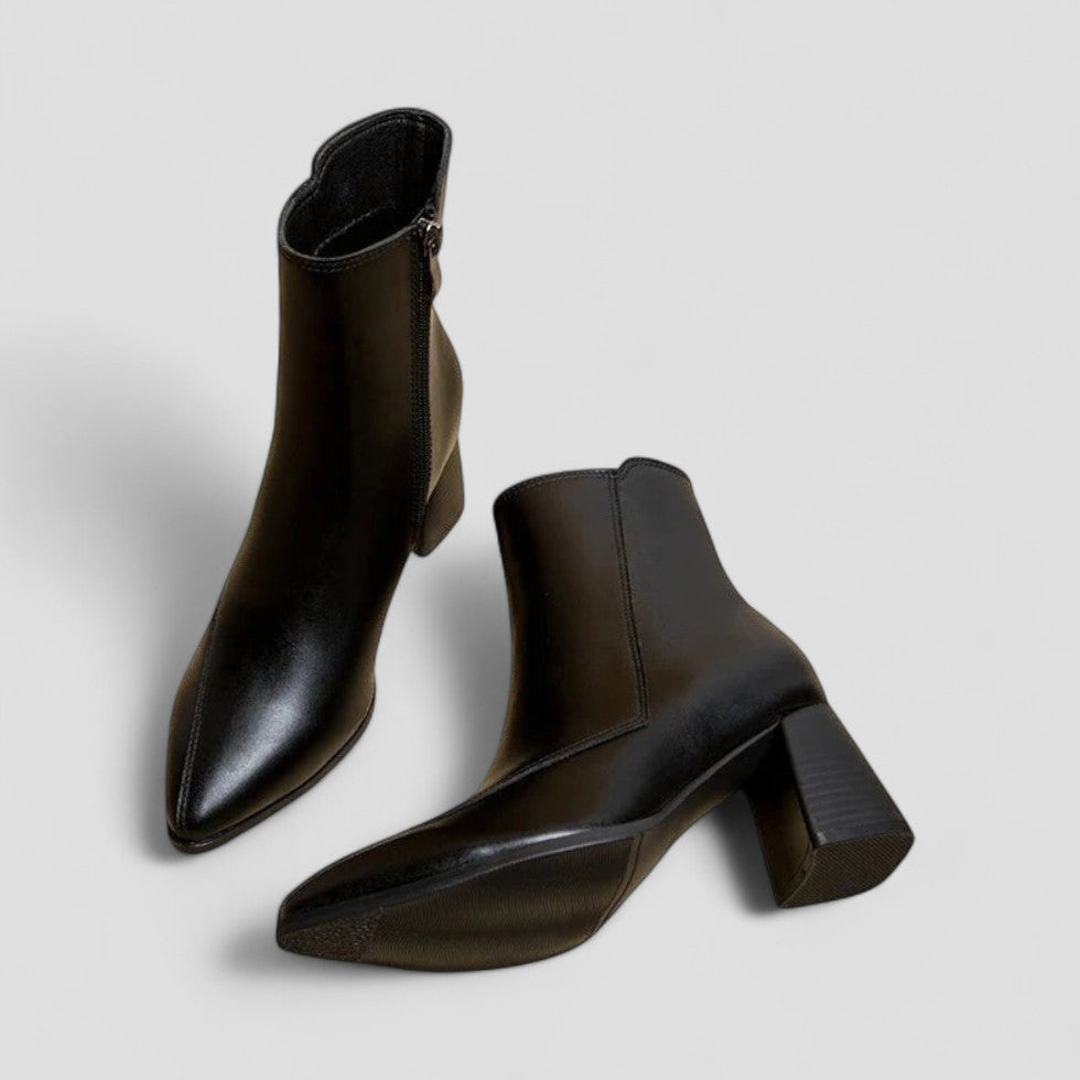 Block Heel Ankle Leather Boots for Women 5