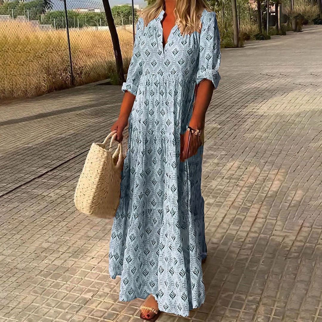 Lightweight Casual V-Neck Maxi Dress for Women - Luxivelle