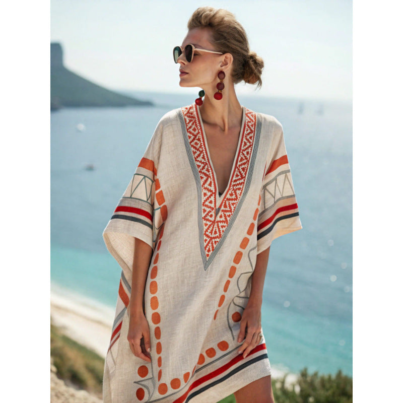 Colorful Embroidered Maxi Sundress for Women - Luxivelle