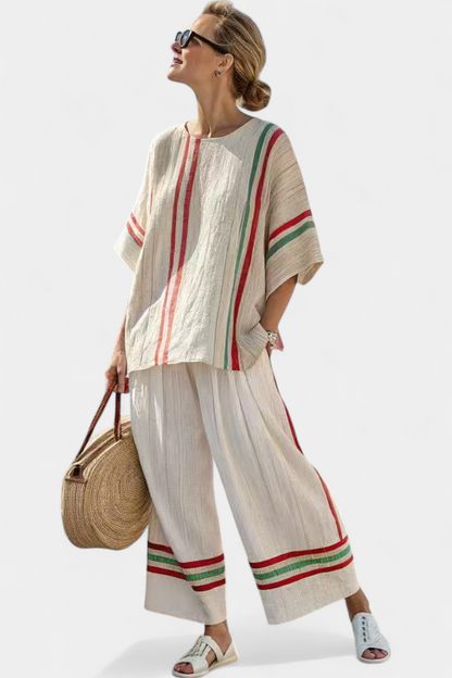 Trendy Stripe Two Piece Set for Women - Luxivelle