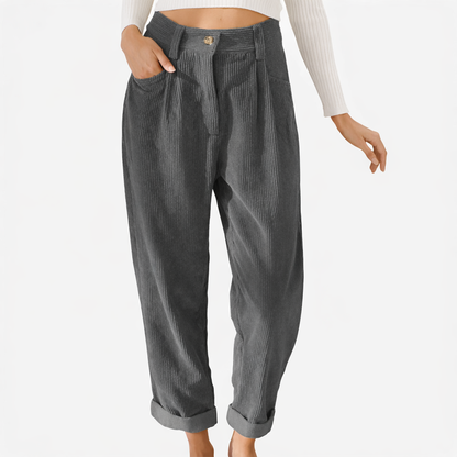 Comfortable Wide Leg Cotton Women's Corduroy Pants