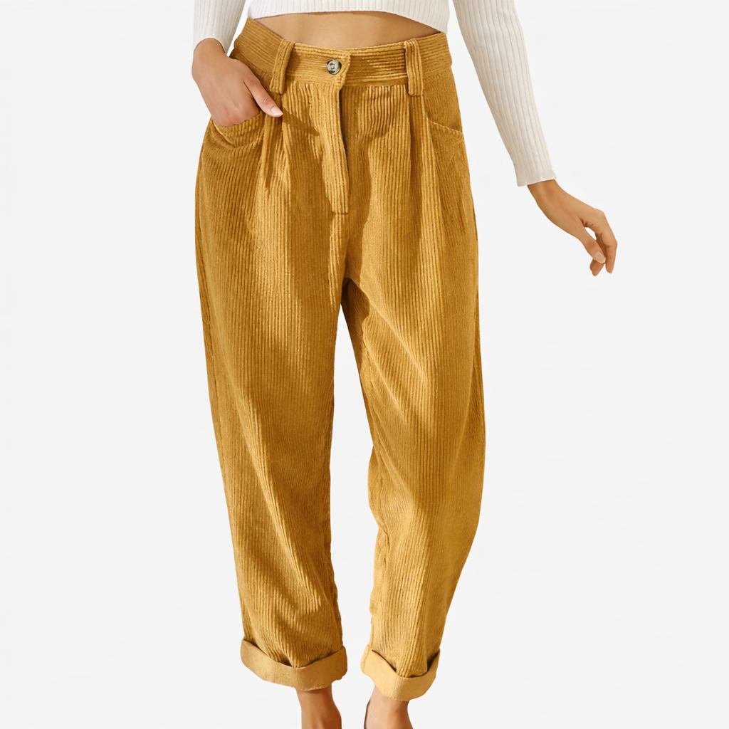 Comfortable Wide Leg Cotton Women's Corduroy Pants