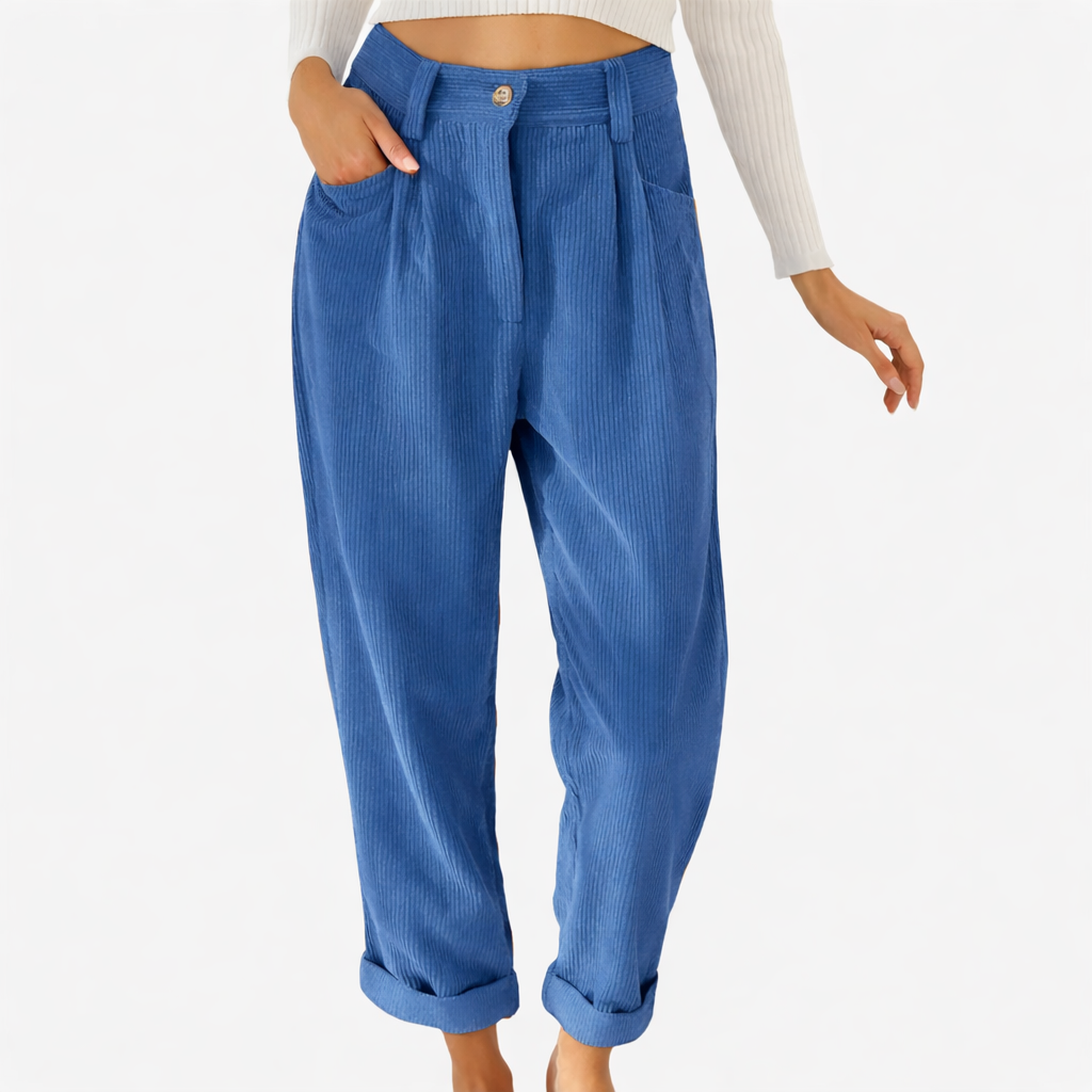 Comfortable Wide Leg Cotton Women's Corduroy Pants