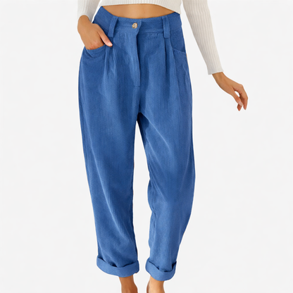 Comfortable Wide Leg Cotton Women's Corduroy Pants