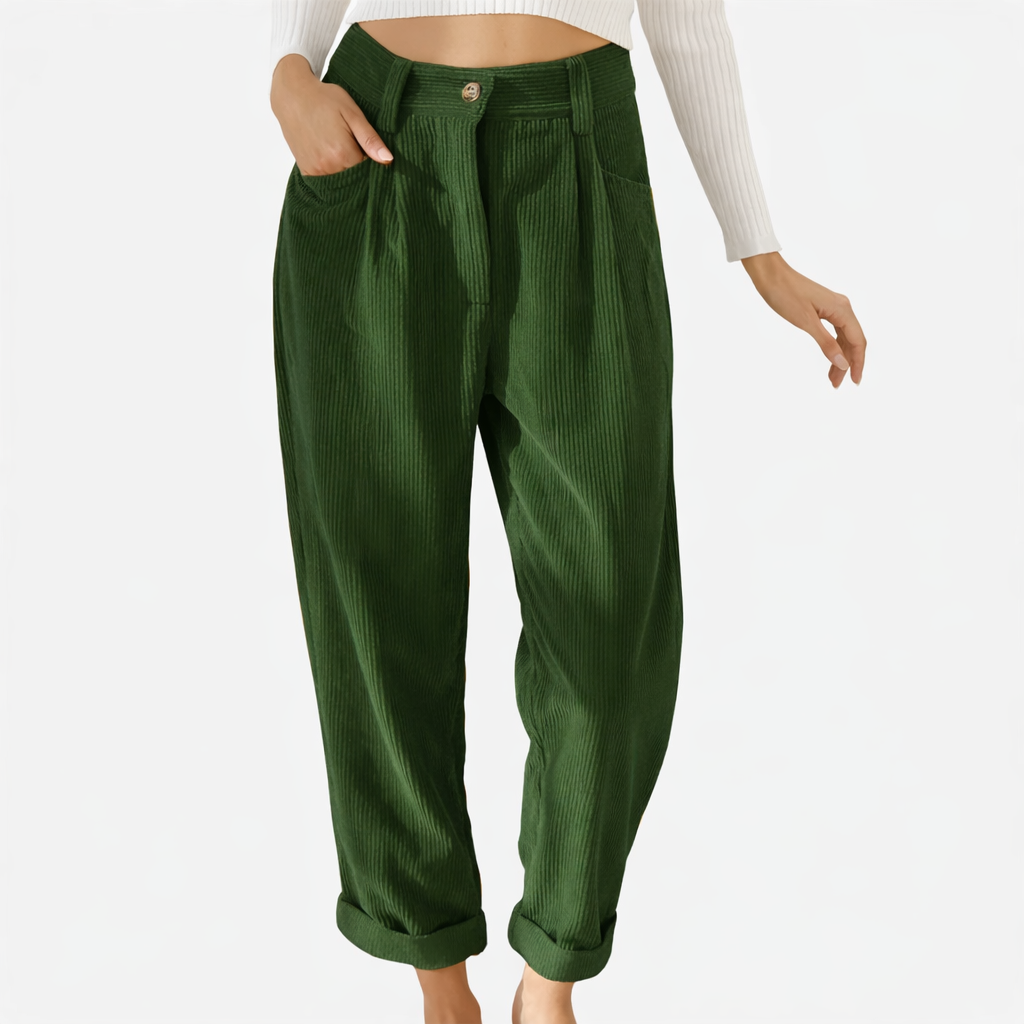 Comfortable Wide Leg Cotton Women's Corduroy Pants