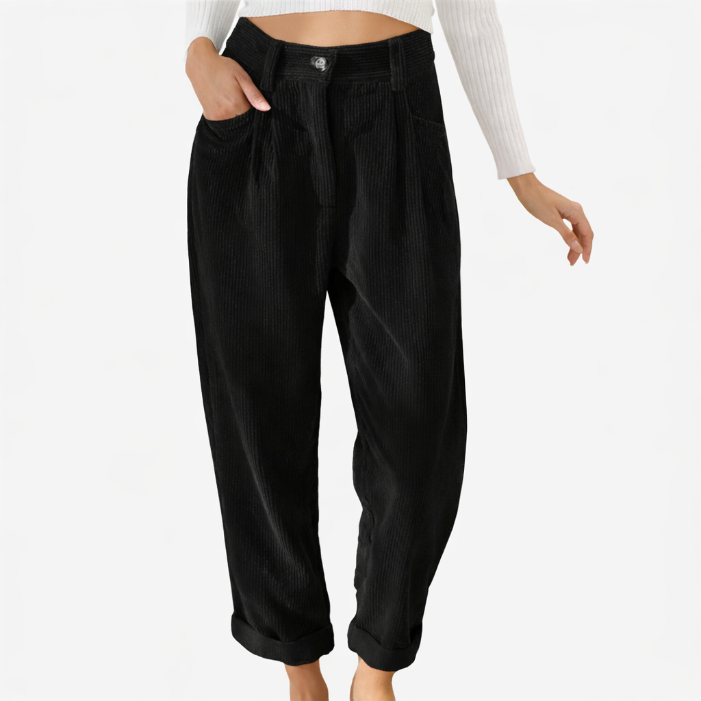 Comfortable Wide Leg Cotton Women's Corduroy Pants