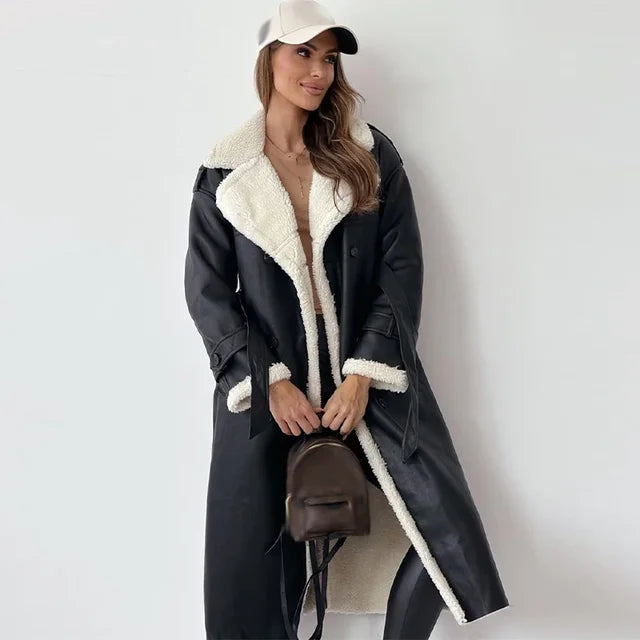 Classic Women's Coat with Simple Design and Button Front - Luxivelle