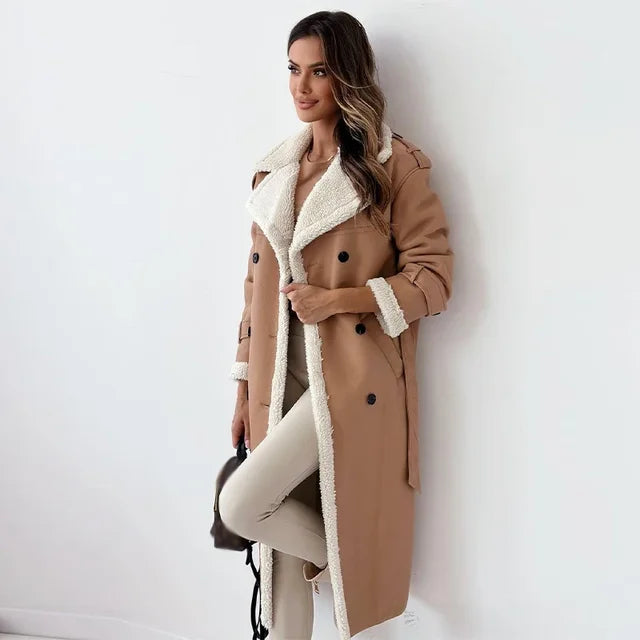 Classic Women's Coat with Simple Design and Button Front