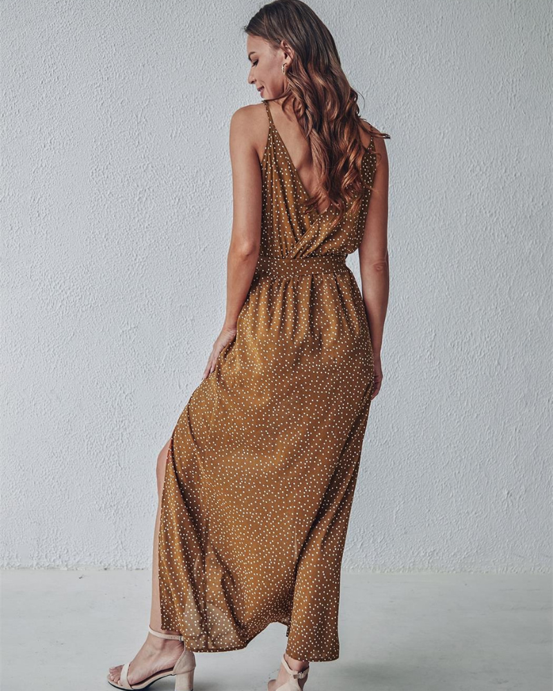 Chic Summer Sleeveless Print Dress with Split